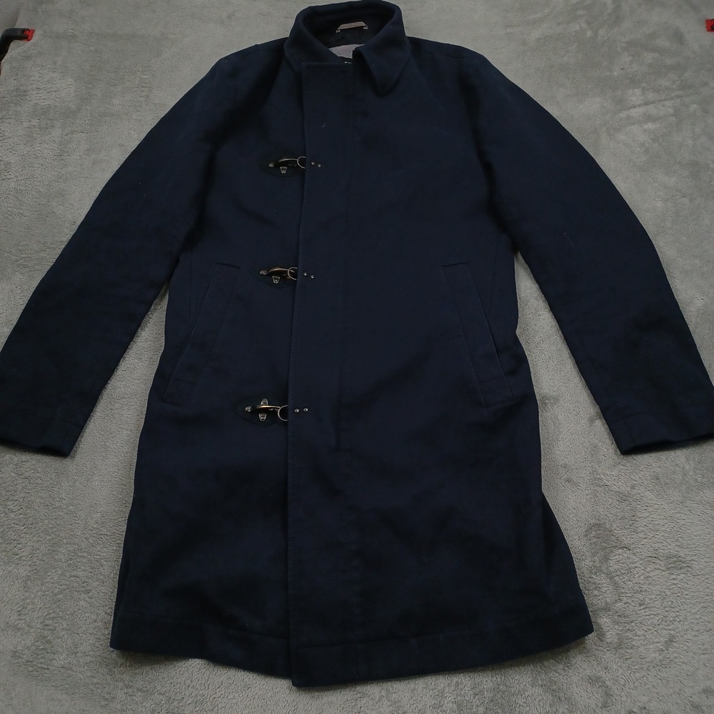 Hugo Boss Coat Mens 40L Blue Wayfarer Cotton Toggle Full Zip Overcoat Preppy